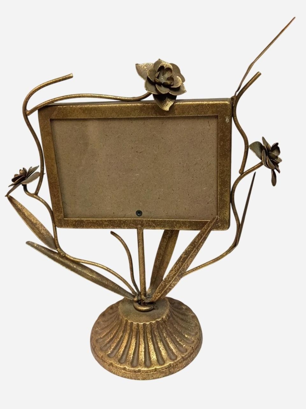 Floral Metal Photo Frame Stand - Gold